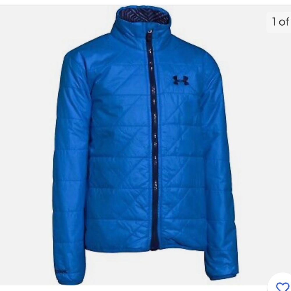 NWT Under Armour Blue Zipper Puffer Jacket XStorm 1 Primaloft Coldgear Infrared